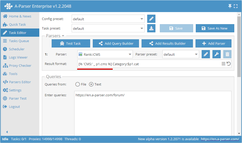 CMS output using a template engine