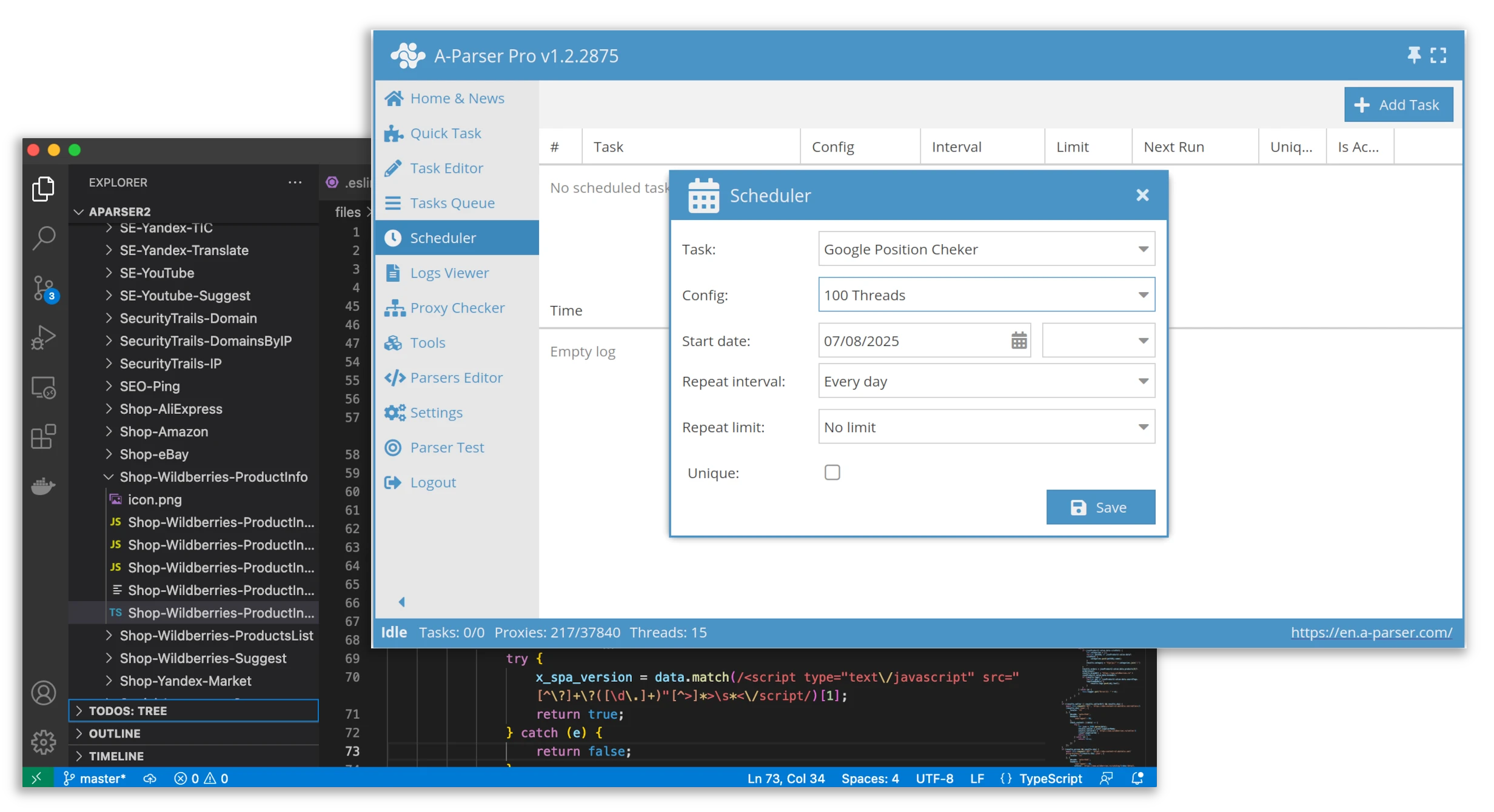 A-Parser replaces a team