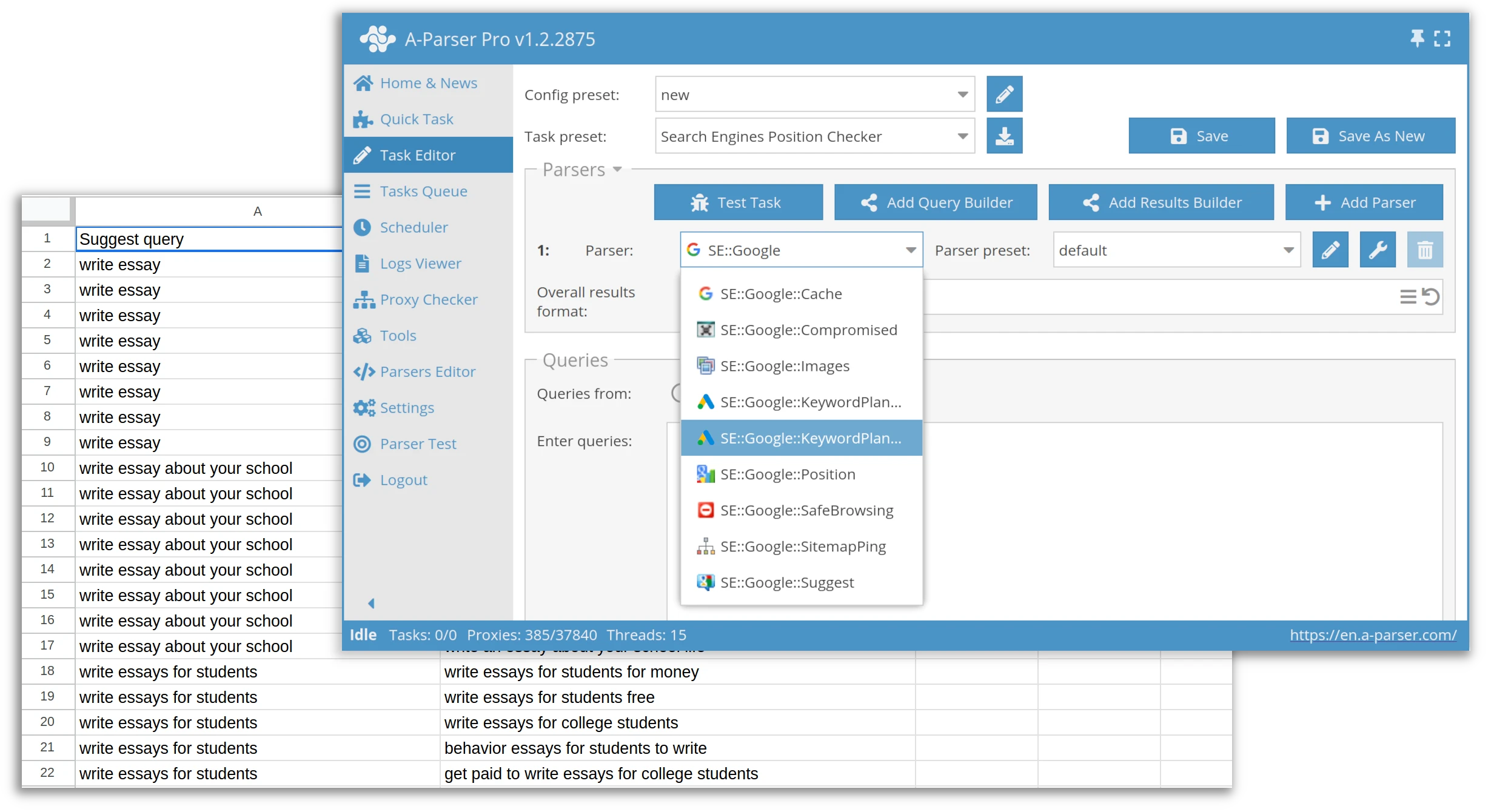 Scraping Google Keyword Planner